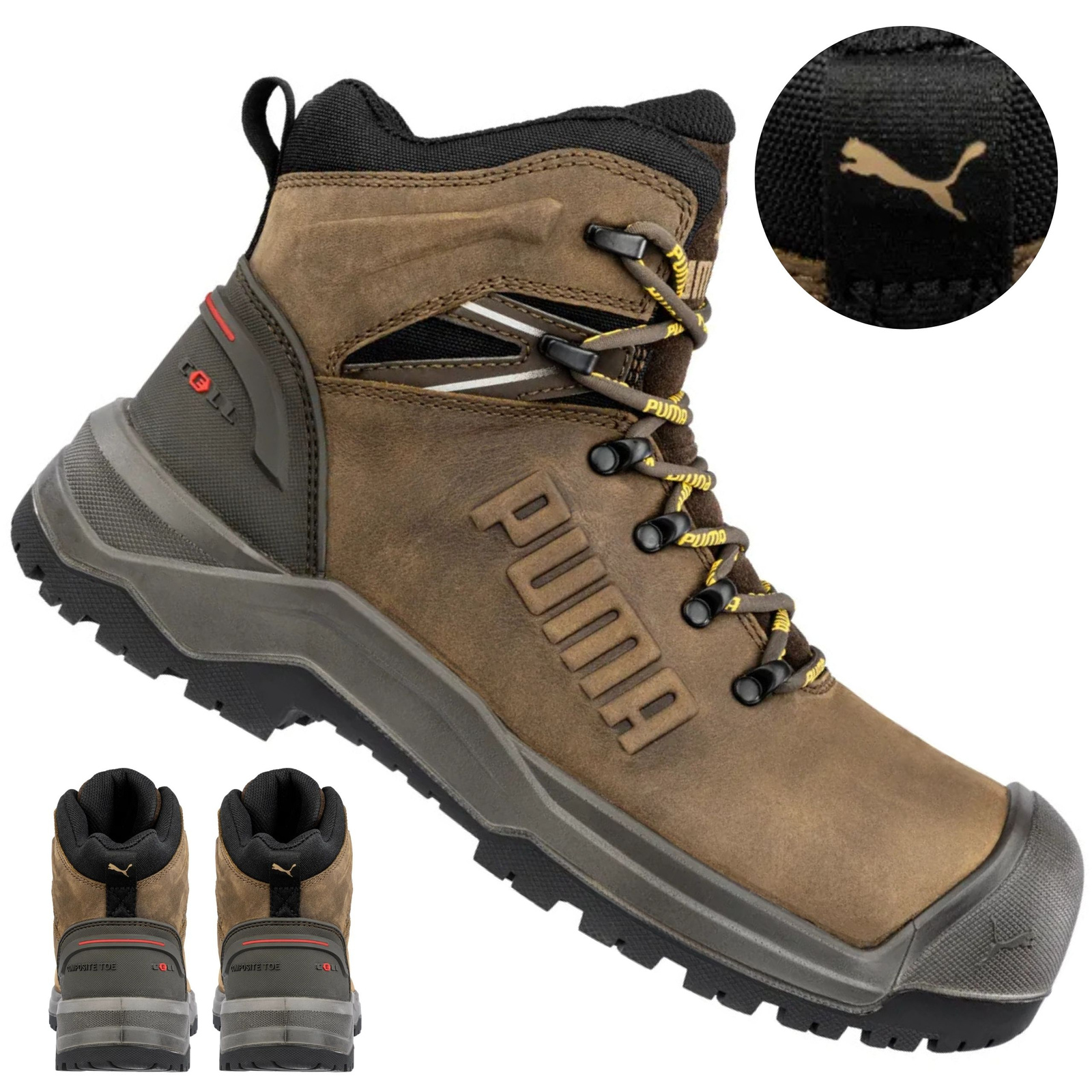 Komplet butów Puma Iron HD Brown Mid S3S 63.271.0 rozmiar 41 widok boczny i od spodu podeszwy