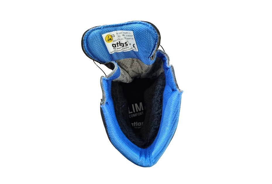 Wnętrze ocieplanych trzewików Atlas GTX 985 XP Thermo S3 z niebieską wyściółką