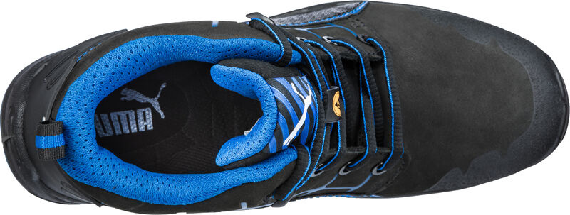 Trzewiki ochronne Puma Krypton Blue Mid S3 63.420.0 zaprezentowane z różnych stron