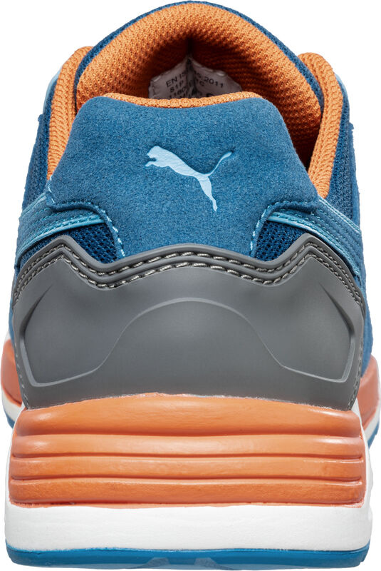 Tył butów Puma Frontside Blue Low S1P 64.464.0 - wzmocniony zapiętek i kolorystyka