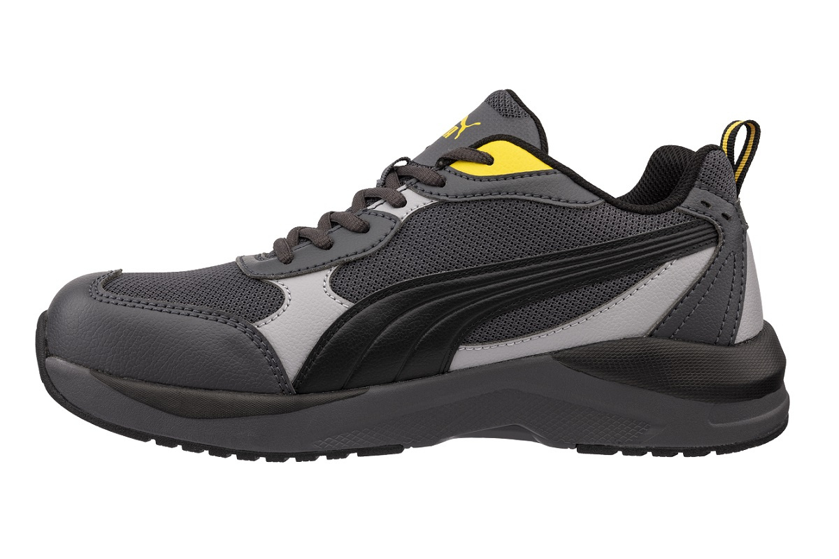 Buty ochronne Puma Shift Grey Low S1PS widok wewnętrzny z systemem sznurowania