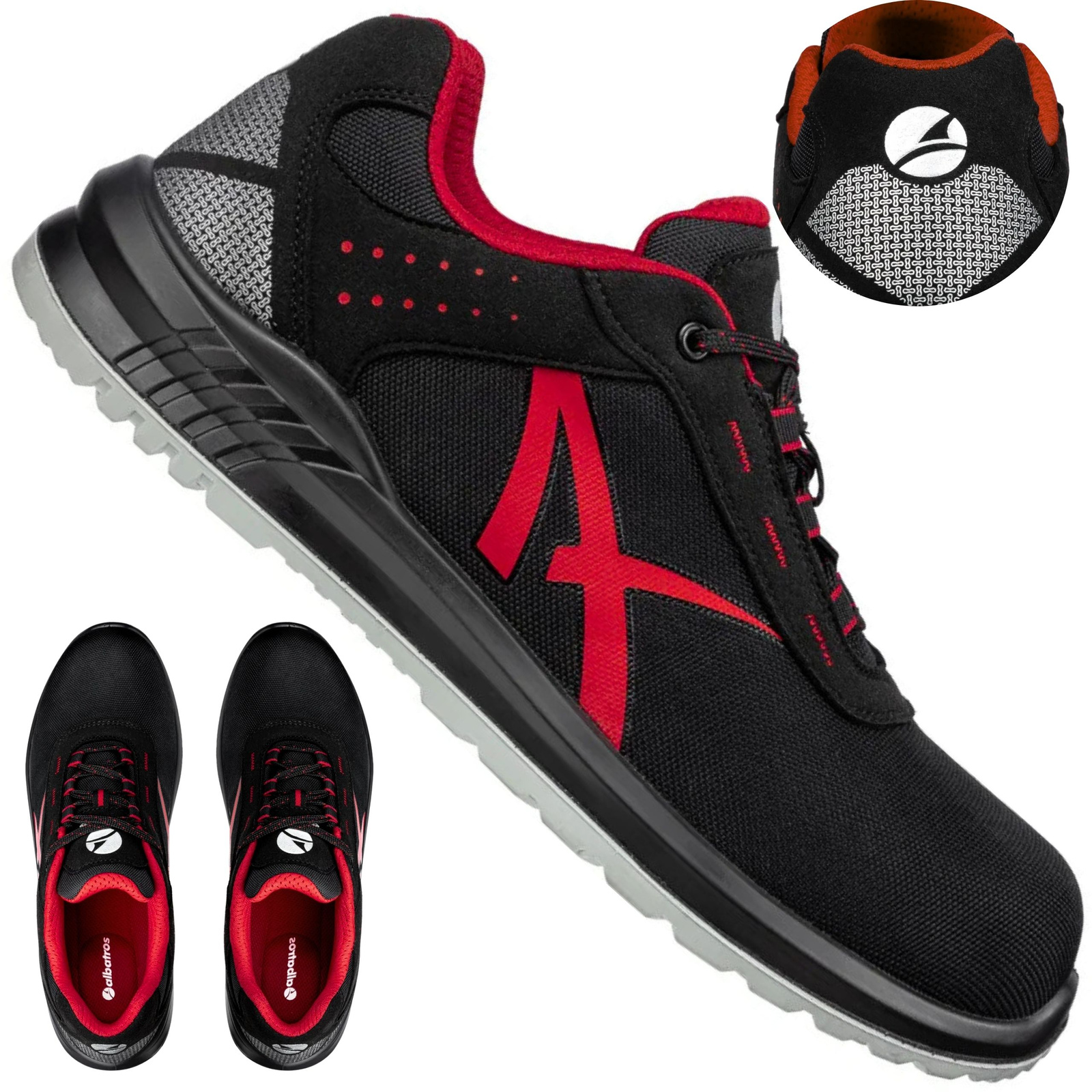 Buty robocze Albatros Grid Low S3L widok ogólny z góry i z boku