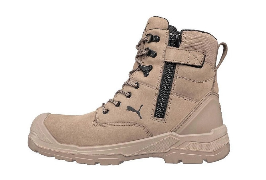 Buty Puma Conquest Stone High S3 63.074.0 z widocznym zamkiem bocznym