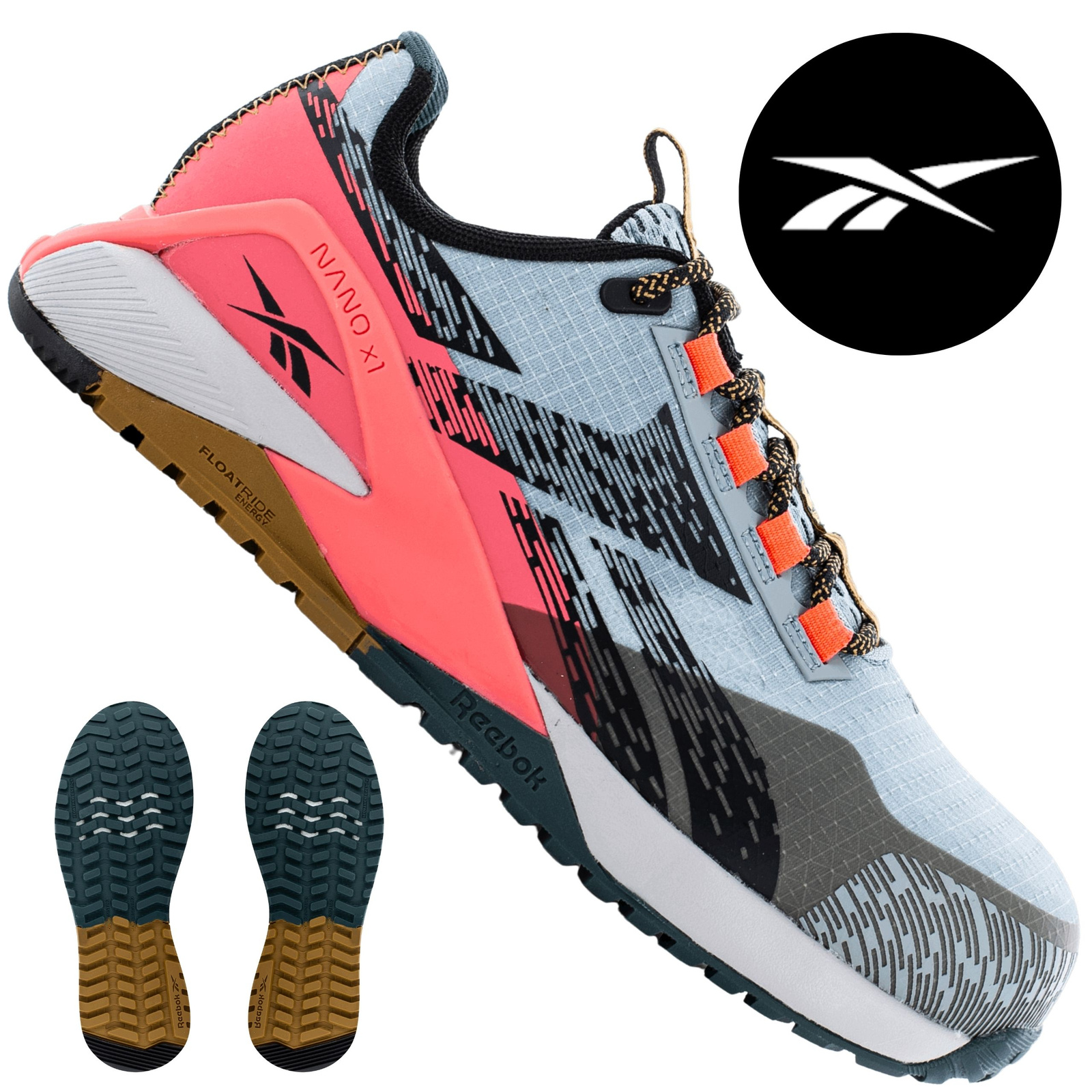 Damskie półbuty robocze Reebok IB382 S1PS 36 widok ogólny z podeszwą i kolorową cholewką