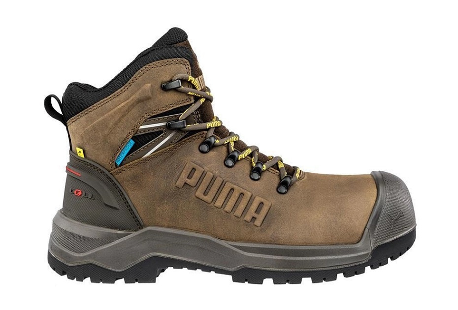 Buty robocze Puma Iron HD Brown Mid S3S 63.271.0 rozmiar 41 widok z boku, skórzana cholewka brązowa