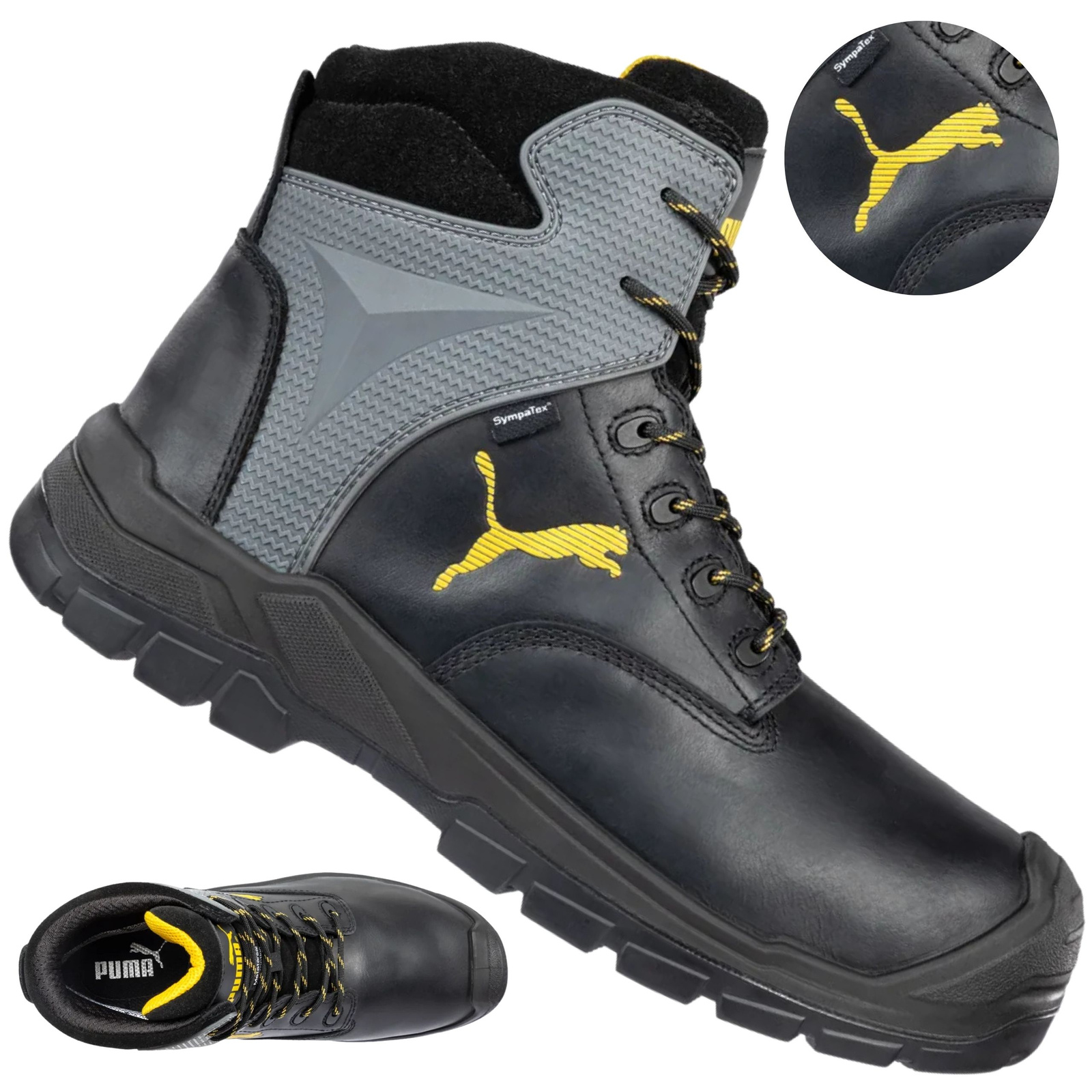 Buty robocze Puma Borneo Mid S3 widok z góry i z boku