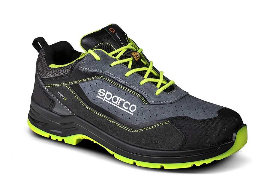 Buty robocze Sparco Indy Texas 07538 GSGF S1P 41 widok z przodu i boku z perforowaną cholewką