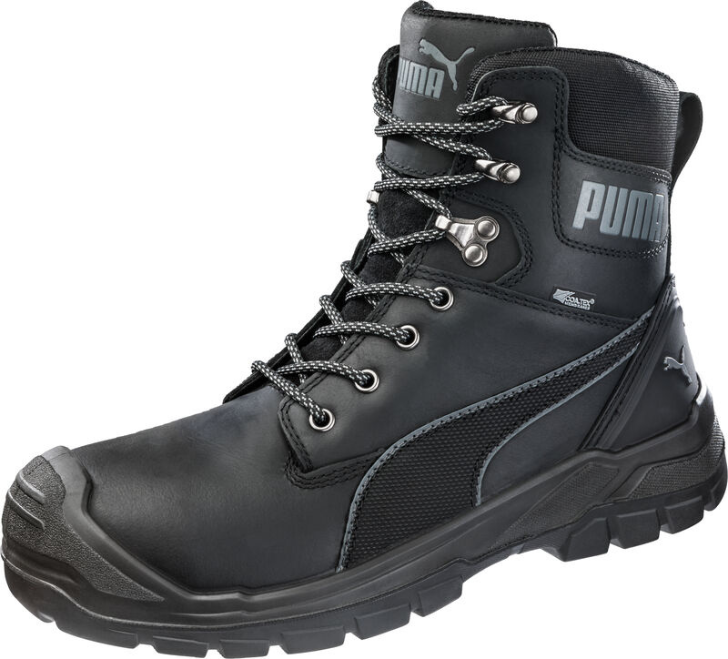 Boczny zamek YKK i system sznurowania w trzewikach Puma Conquest High S3