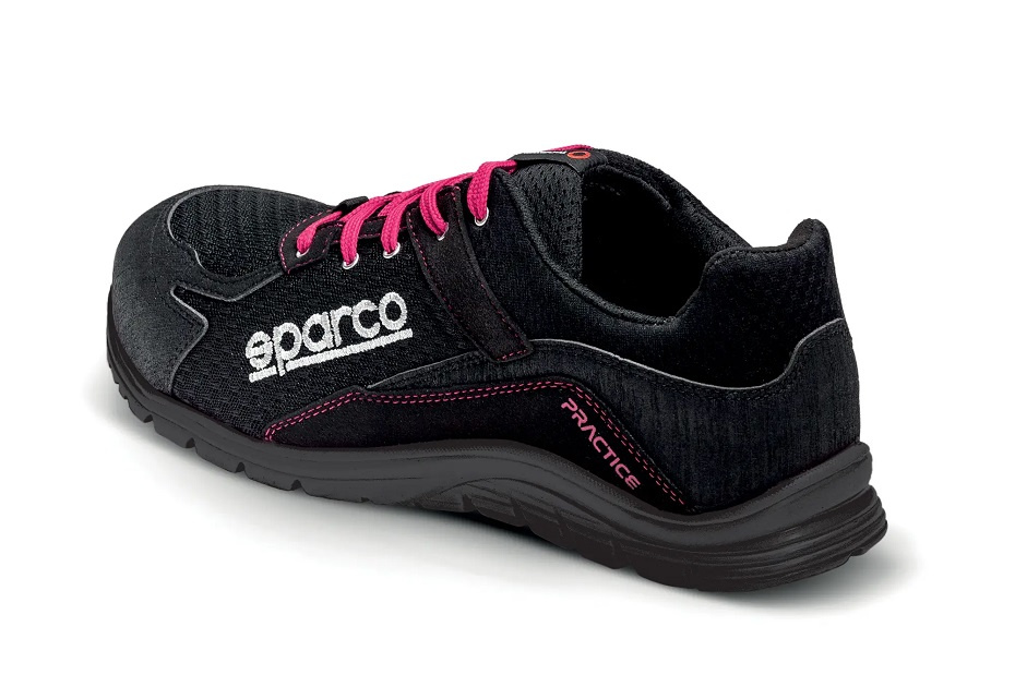 Buty Sparco Practice 07517 NRFU S1P - widok z tyłu, cholewka z siatki 3D i stabilna podeszwa