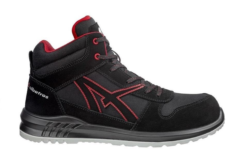Buty robocze Albatros Clifton S3 widok z boku na cholewkę z czarnej skóry zamszowej i tkaniny