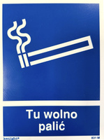 Znak TU WOLNO PALIĆ 200X150