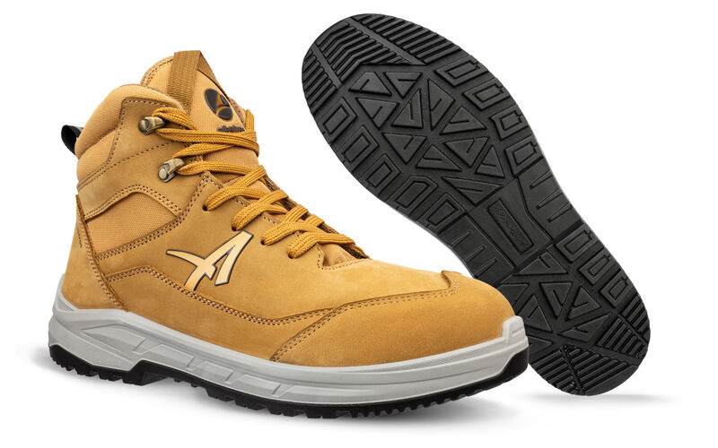 Buty robocze Albatros Vector Wheat S3 63.741.0 - widok z góry, wewnętrzna wyściółka i system sznurowania