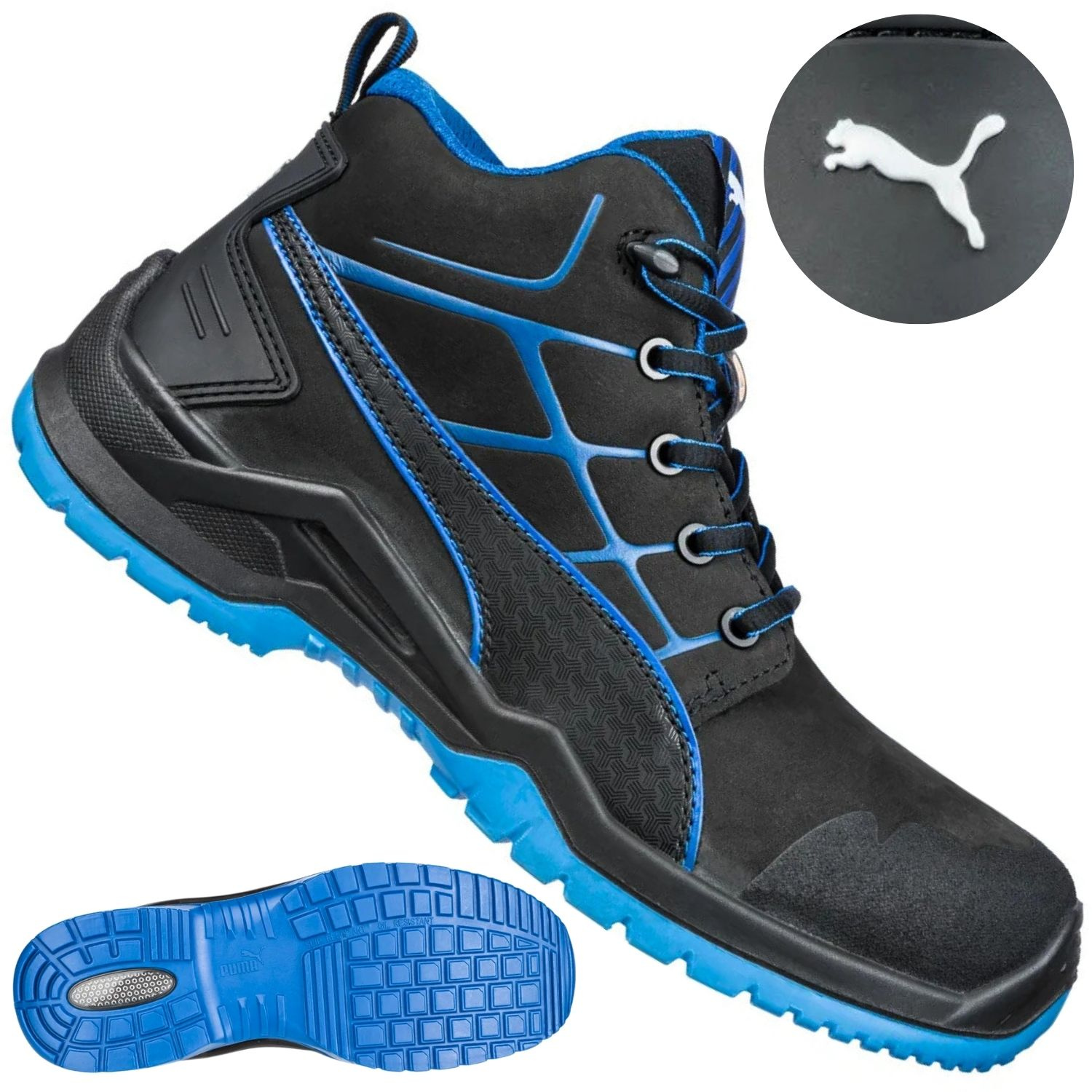 Para trzewików ochronnych Puma Krypton Blue Mid S3 63.420.0 w rozmiarze 41