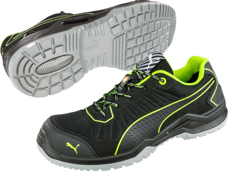 Buty Puma Fuse Tc Green Low S1P – widok z góry na system wiązania i niską cholewkę