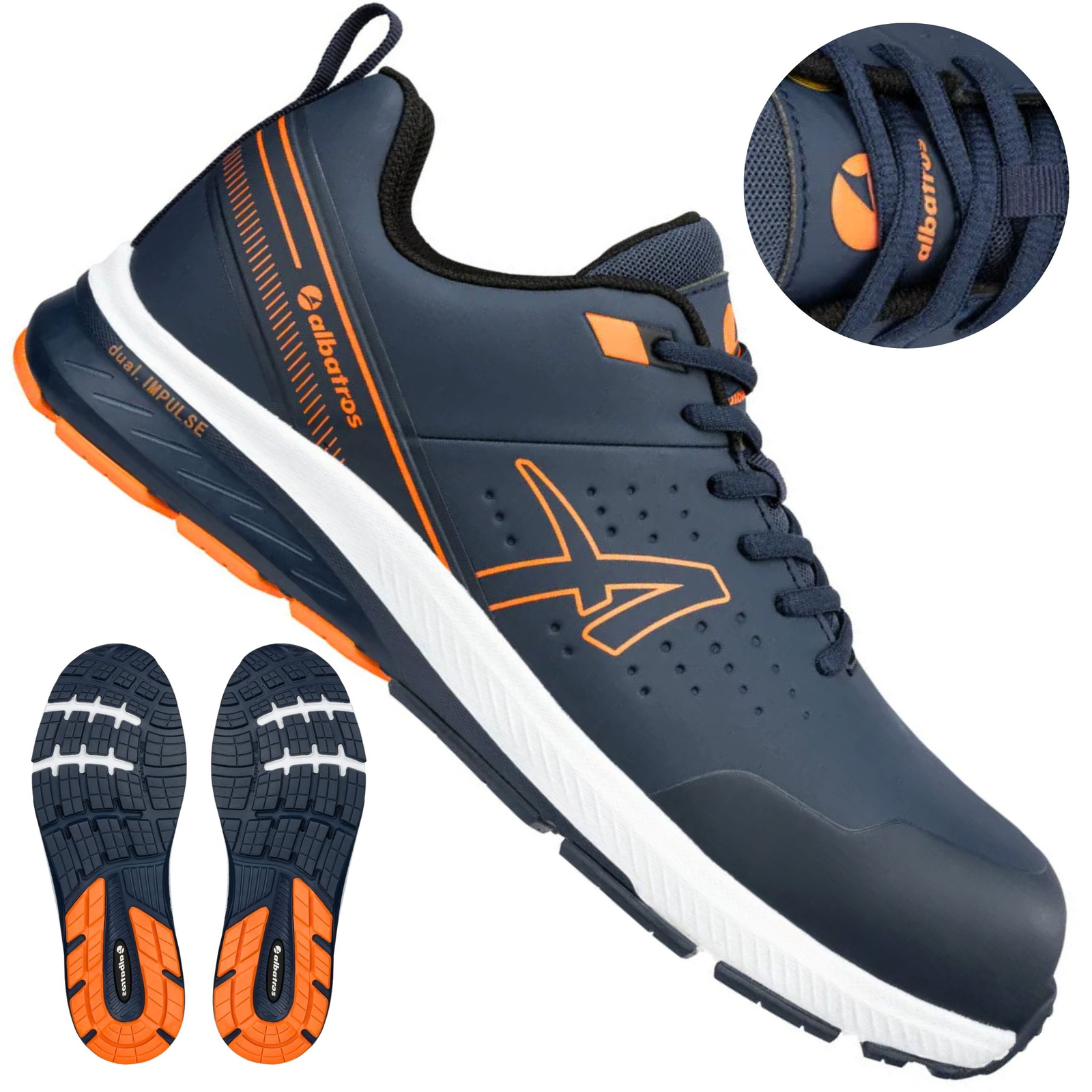 Buty robocze Albatros Vigor Blue S3S prezentowane na pracowniku przy maszynie