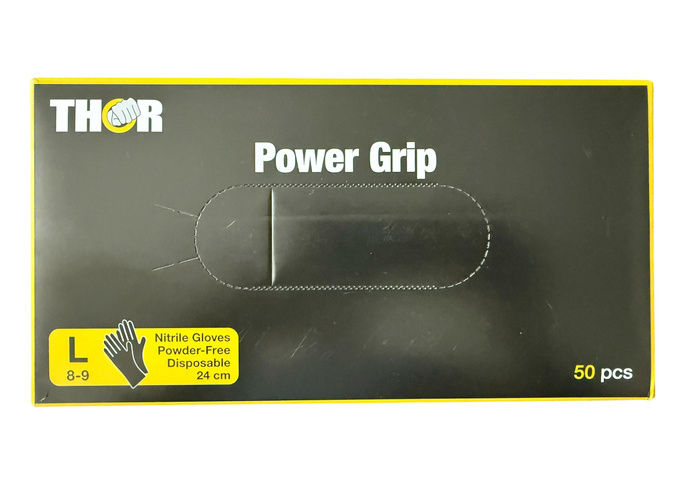 RĘKAWICE NITRYLOWE THOR POWER GRIP CZARNE - L