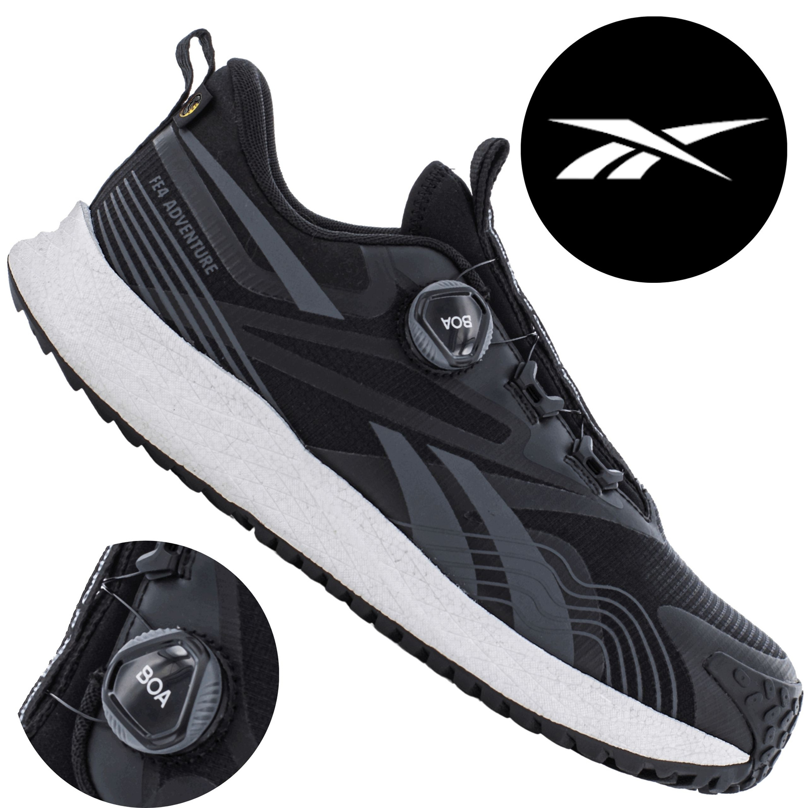 Zbliżenie na system BOA w butach roboczych Reebok IB3613 S1P BOA