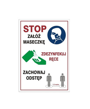 Znak stop załóż maseczkę 297X210 857-52